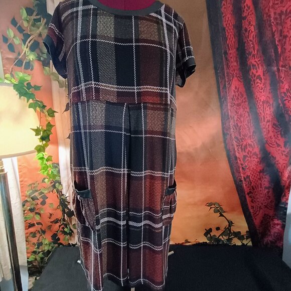 EUC: En Focus Studio Sze 18W Multicolor Plaid Midi Dress - Picture 1 of 7